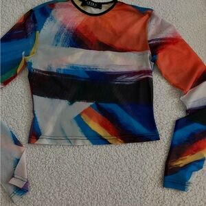 AKIRA Multicolor Abstract Women's Top